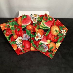 6 large fruit prin cloth napkins
